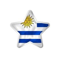 Uruguay flag in star. Button star and flag template. Easy editing and vector in groups. National flag vector illustration on white background.