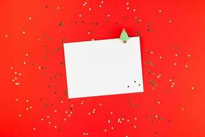 Christmas greeting postcard mockup with glitter photo