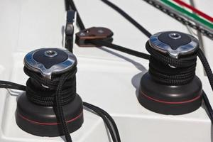 Winches and ropes, yacht detail photo