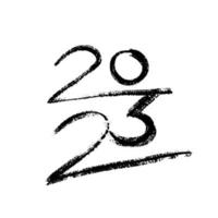 2023 vector crayon hand-drawn numbers vertical composition. 2023 number design template. Happy new year minimalistic concept for greeting materials.