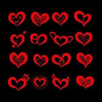 Heart Doodle Hand Drawn Icon Collection vector