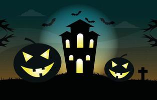 Halloween illustration with pumpkins vector background design