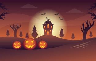 ilustración de halloween con diseño de fondo de vector de calabazas