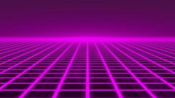 roze korrelig animatie gloeiend luminantie laser achtergrond, abstract technologie horizontaal lijn Purper licht gloed, heelal meetkundig internet 80s stijl poster animatie. video