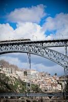 Metro Train on the Bridge of Dom Luiz in Porto photo