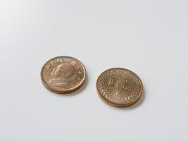 1 yuan Taiwan coin close-up, isolated on a white background. photo