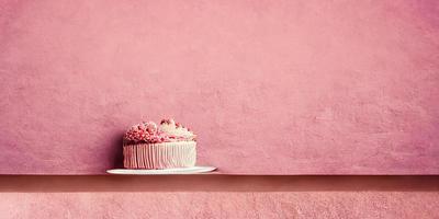 fondo rosa con pastel foto