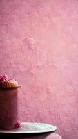 Pink background with cake photo