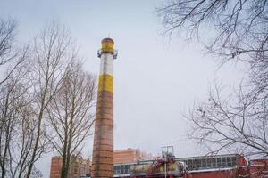 Factory smoke stack photo