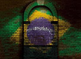 wall with painting of the flag of Brazil photo