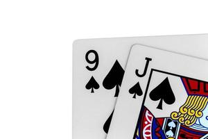 card 9 J spades isolated on white background photo