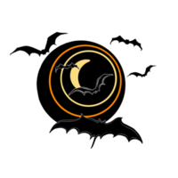 Bat and Moon black for Halloween png