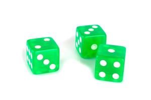 dice green isolated on white background photo