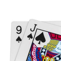 card 9 J spades isolated on white background photo