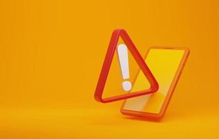 Mobile notification badge symbol on orange background. 3D rendering, 3D illustration photo