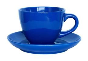 empty blue cup and saucer isolated on white with clipping path photo