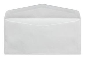 open white envelope isolated on white background photo