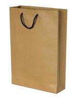 brown paper bag isolated on white photo