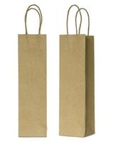 brown paper bag for wine bottles isolated on white photo