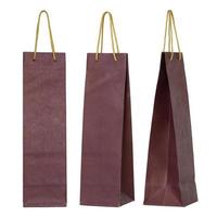 red paper bag for wine bottles isolated on white photo