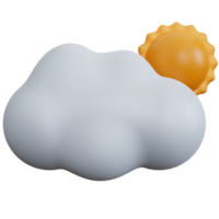 3d rendering cloud with sun isolated png