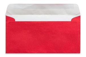 open red envelope isolated on white background photo