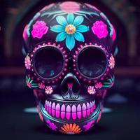 Mexican sugar skull black skull close up photo