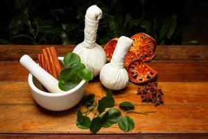 Mortar and Pestle with Herbs photo