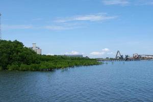 Scenery beautiful view of an island by the sea in Pangkajene, South Sulawesi photo