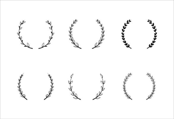 Set of Illustrations Black Transparent Laurel Wreath
