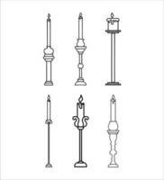 Set of Candlestick Vintage Outline vector