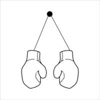 Hand-drawn Hanging Boxing Gloves White Background vector