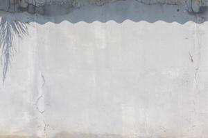 Concrete wall with wave shadows and leaves shadows on top image. photo