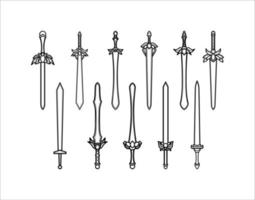 Collection of Sword Vector on White Background