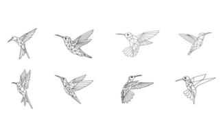 Line Art Collection of Hummingbird Vector