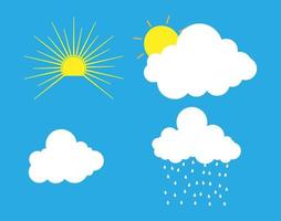 Sun, Cloud, and Rain Colored Vector