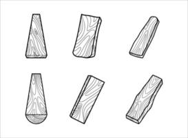 conjunto de ilustraciones de productos de material de madera arte lineal vector