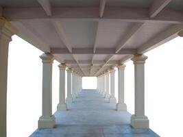 The walkway at the top is made of wood and the bottom is made of concrete. Isolated on white background photo