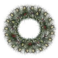 christmas wreath of virgin pine decorated with cones illustration png