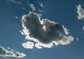 A cloud in the form of a heart. A figure from the clouds in the sky. Beautiful sky. Love. Valentine's Day. Lovers. Fluffy cumulus cloud looks like a heart. Valentine's day symbol. photo