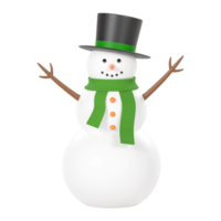 Christmas snowman isolated 3d render png