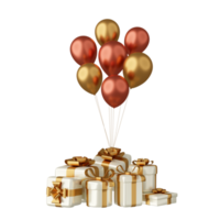 Gift with balloon isolated 3d render png