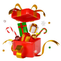 Christmas gift box isolated 3d render png