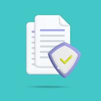 3d vector secure protected document stack of paper sheets icon design