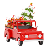 Xmas truck isolated 3d render png