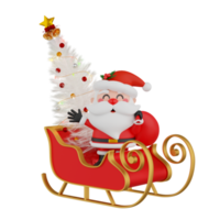 de kerstman claus Aan slee geïsoleerd 3d geven png