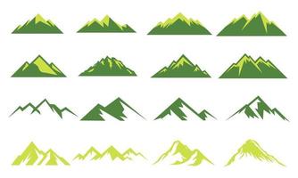 conjunto de iconos de montaña. montaña de dibujos animados plana. logotipo de la montaña. ilustración vectorial vector