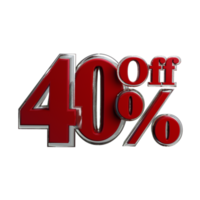 promoção 40% de desconto em renderização 3d png