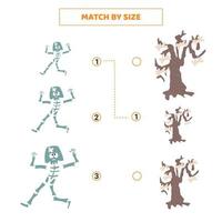 Match by size for cartoon skeleton and tree. vector