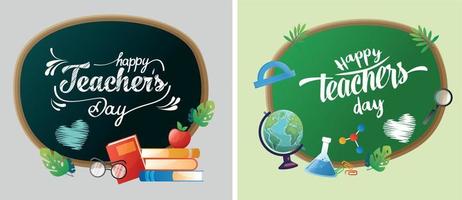 happy teachers day vector illustration with school equipment for poster, brochure, banner and greeting card
